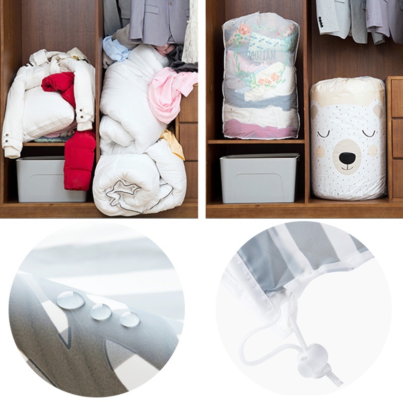 Túi đựng chăn, sắp xếp quần áo Quilt túi lớn Dây rút tròn Có thể gập lại Quần áo Chăn Túi lưu trữ Hành lý Đóng gói Hộp đựng