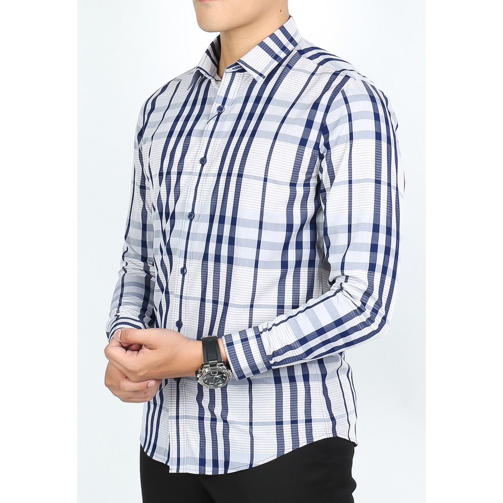 Áo sơ mi dài tay Owen Slimfit màu xám nhạt caro - AS91503D | BigBuy360 - bigbuy360.vn