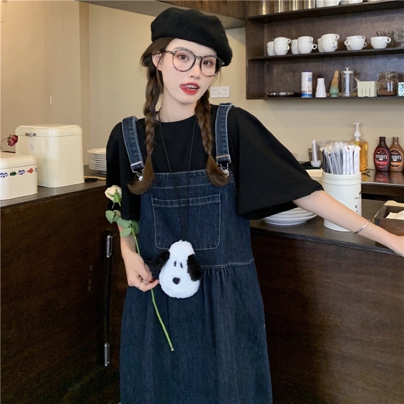 Váy Yếm Bò Dáng Dài Vintage Hàng Quảng Châu Phong Cách Thời Trang Trẻ Trung Năng Động