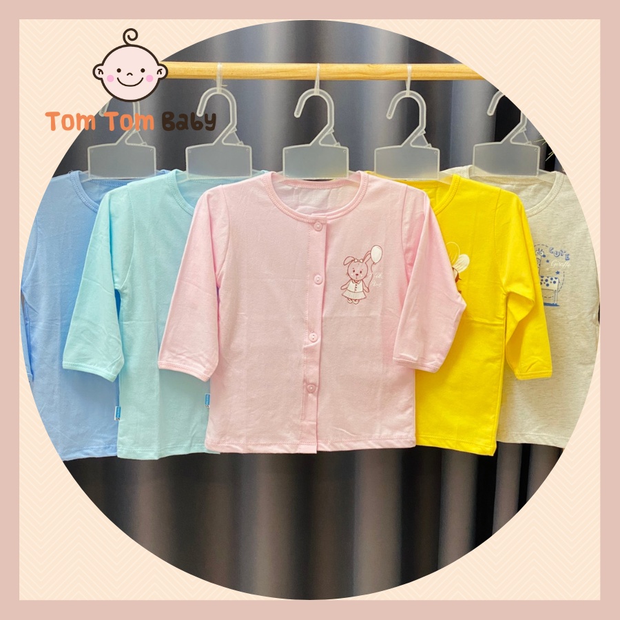 1 Áo sơ sinh cotton Thái Hà Thịnh | Tay Dài Cài Giữa Màu | Size 1-5 ( sơ sinh - 12kg) | chất vải mềm, mịn, mát