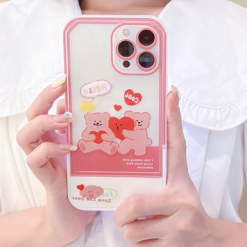 Ốp Điện Thoại Kèm Giá Đỡ Tàng Hình Họa Tiết Hoạt Hình Dễ Thương Cho iphone 14 / 13Pro 12 / xs / 6 / 7 / 8PLUS