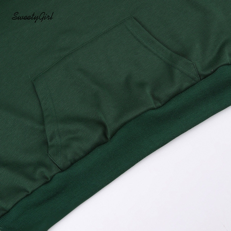 Áo Hoodie Dáng Rộng Tay Dài Khoét Lỗ In Chữ Màu Xanh Lá Thời Trang 2022 Cho Nữ