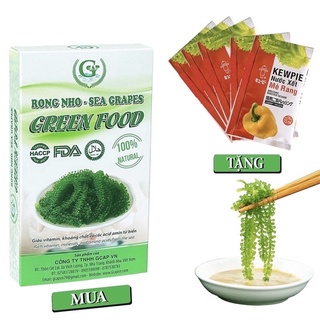 Nguyên Hộp 100gr ( 5 túi ) Rong nho tách nước cao cấp Green food + Tặng 5 gói sốt mè rang