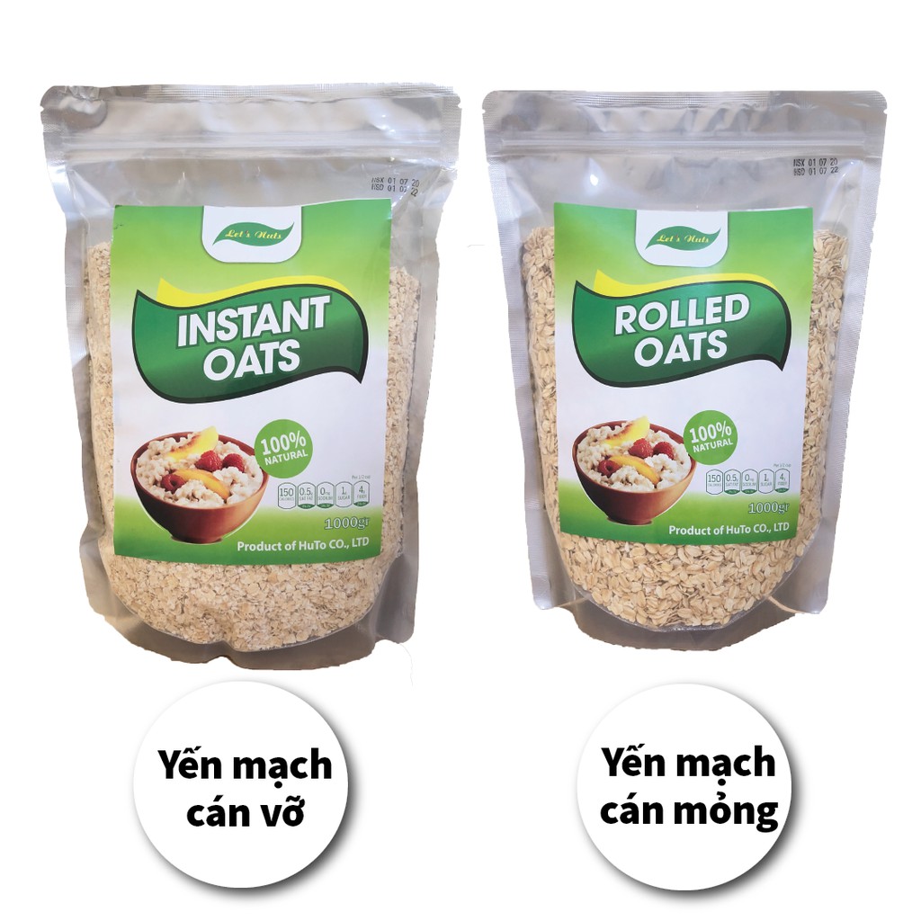 Yến mạch úc tươi giảm cân cán vỡ ăn liền hữu cơ túi 1000gr instant/rolled oats cán vỡ, cán mỏng Golovinshop