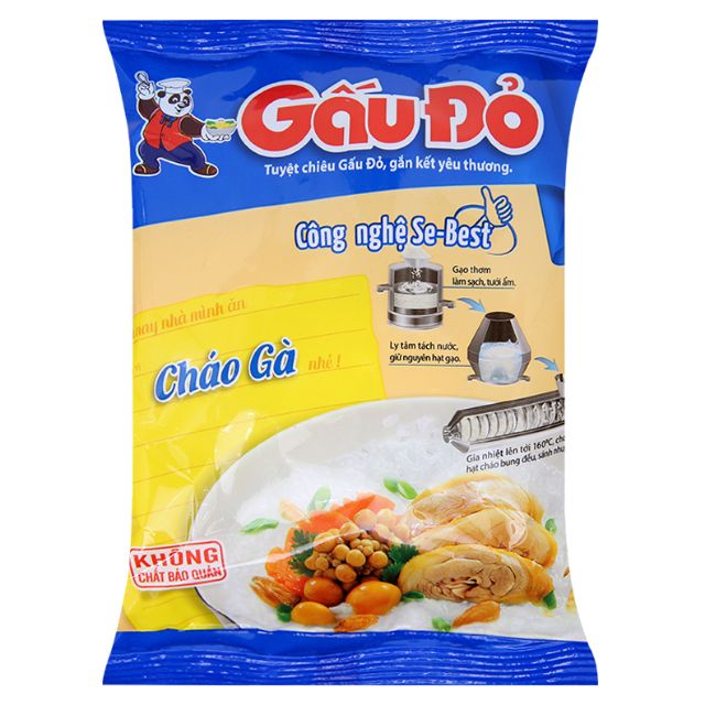 1 gói cháo Gấu Đỏ hương vị gà - thịt bằm hsd: 7 tháng kể từ ngày sản xuất