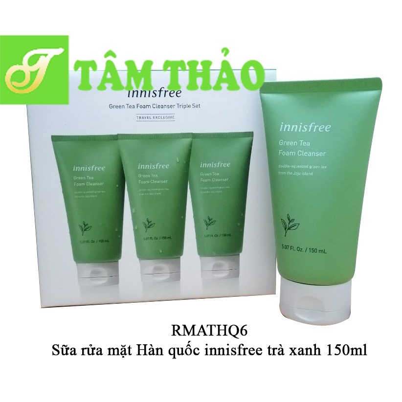 Sữa rửa mặt Hàn quốc innisfree trà xanh, tro núi lửa, bùn khoáng 150ml 8809707267615,8809707278024