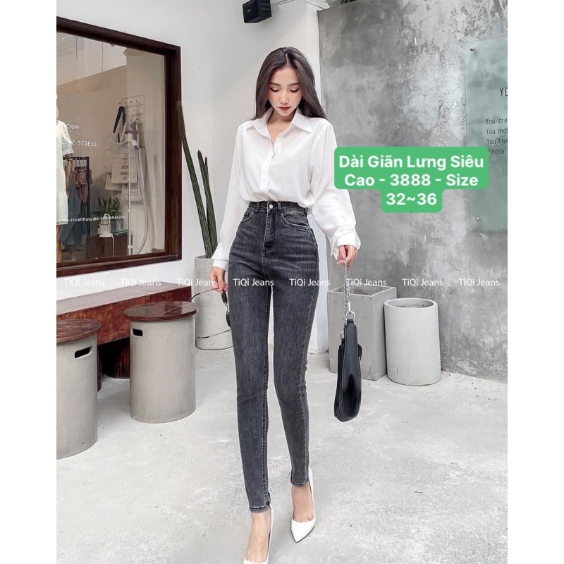 (Bigsize 32-36) Quần Dài Jeans BigSize Xám Tây, Quần Bò Cạp Cao Đủ Màu, Lưng Siêu Cao, Co Giãn Mạnh