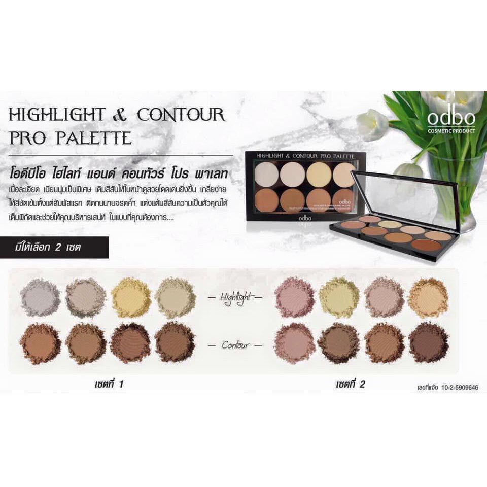 Phấn Tạo Khối Và Bắt Sáng 8 Ô ODBO Highlight &amp; Contour Pro Palette OD138