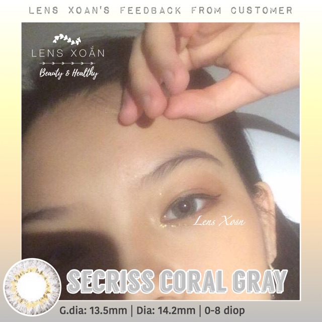 KÍNH ÁP TRÒNG 1 NGÀY SECRISS CORAL GRAY CỦA OLENS: LENS 1 DAY XÁM TÂY GIÃN NHẸ | LENS XOẮN