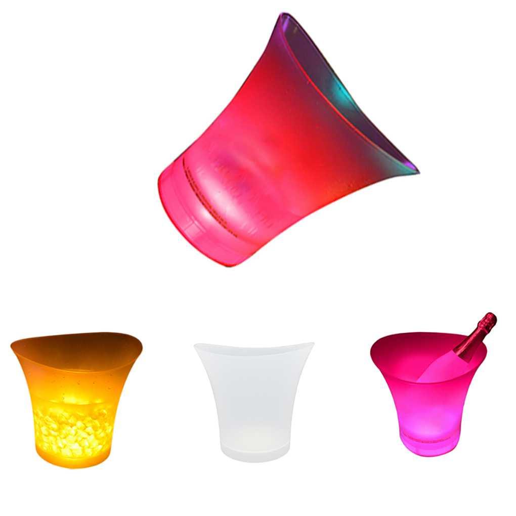 Xô Đựng Đá Hình Tròn Bằng Nhựa Có Đèn LED 5L Dùng Cho Quán Bar / KTV