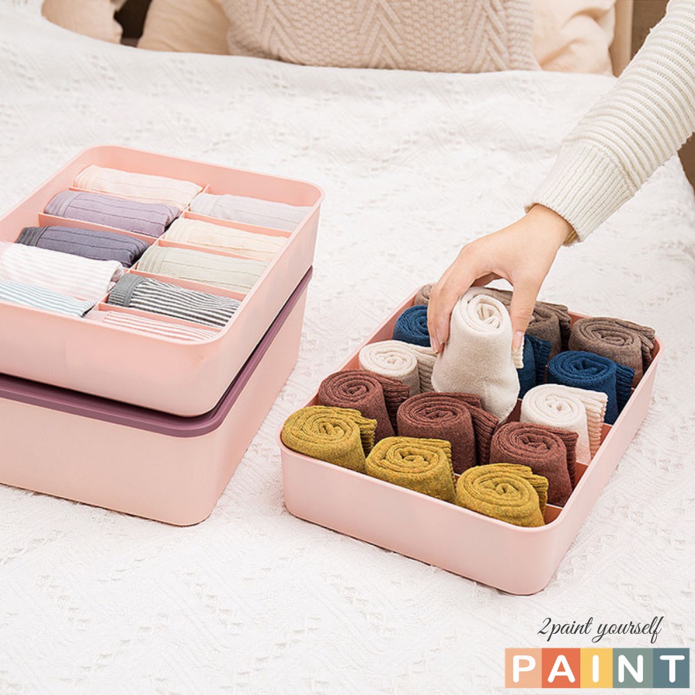Hộp đựng đồ lót nhiều ngăn, đựng phụ kiện gọn gàng bằng nhựa ABS có nắp đậy decor, trang trí phòng