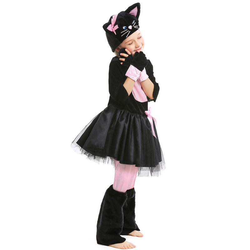 Đồ hóa trang mèo đen đính nơ hồng dễ thương cho bé dịp halloween