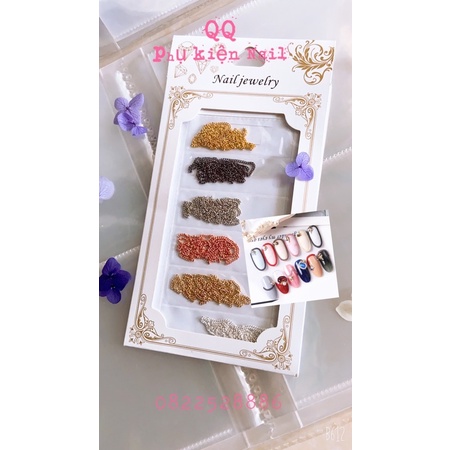 Dây xích trang trí nail (set 6 màu)
