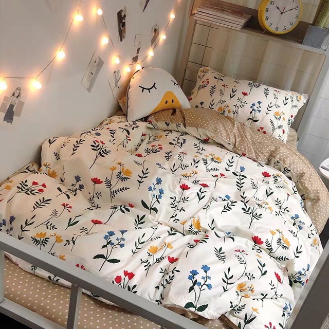Chăn ga gối cotton poly họa tiết hoa - Mẫu hoa cổ điển