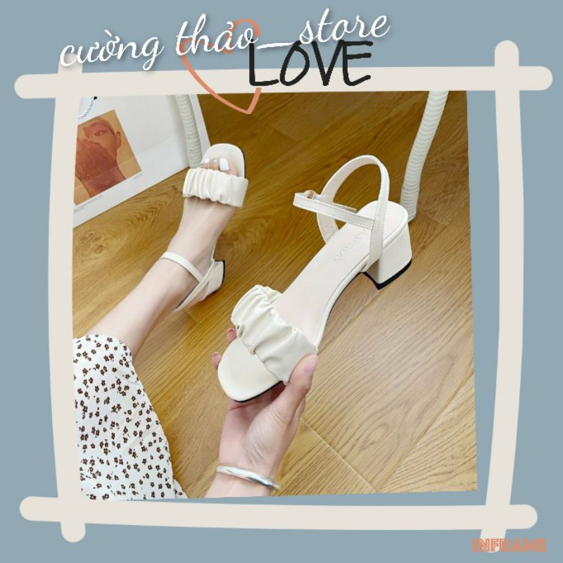 Dép sandal nữ bèo nhúm cao 3 cm mã DE12