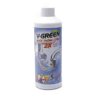 Chai nước thông cống 1000ml v-green mạnh gấp đôi