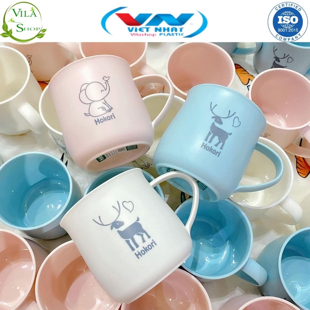Cốc Nhựa Hokori 350ml  Việt Nhật, Cốc Uống Nước Có Quai Cầm Chịu Nhiệt Tốt
