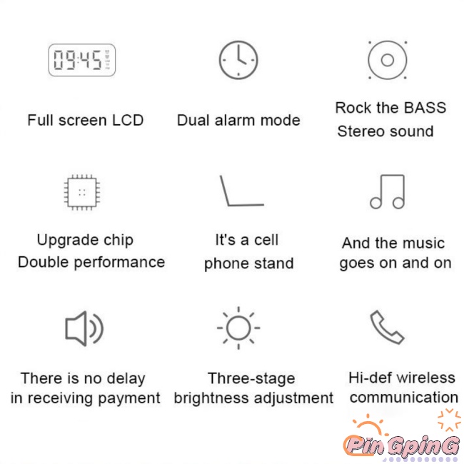 Loa Bluetooth Không Dây Tích Hợp Đồng Hồ Báo Thức 2 Trong 1 Có Màn Hình Hiển Thị Thời Gian