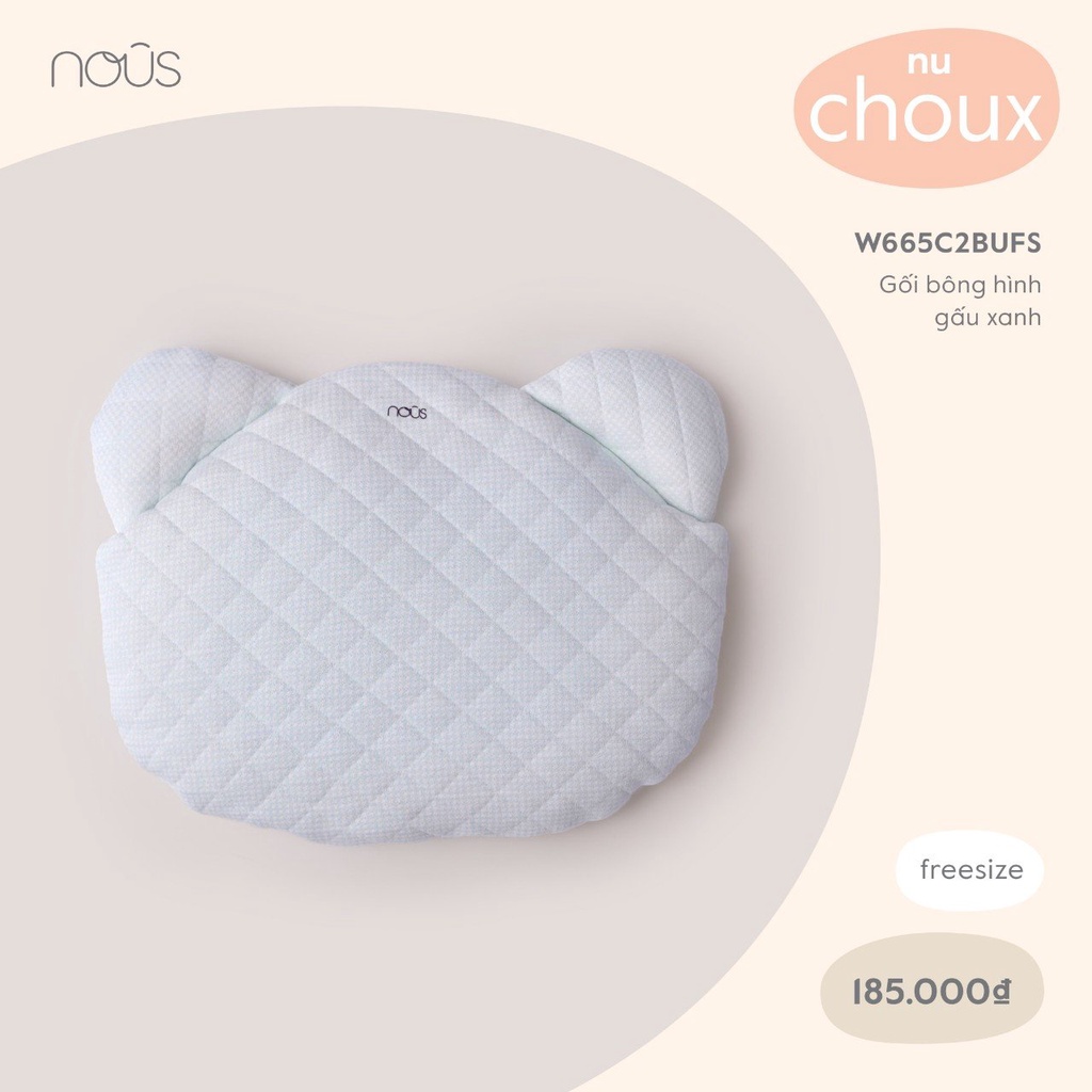 Gối Nous bông gấu teddy cho bé (xanh, tím)