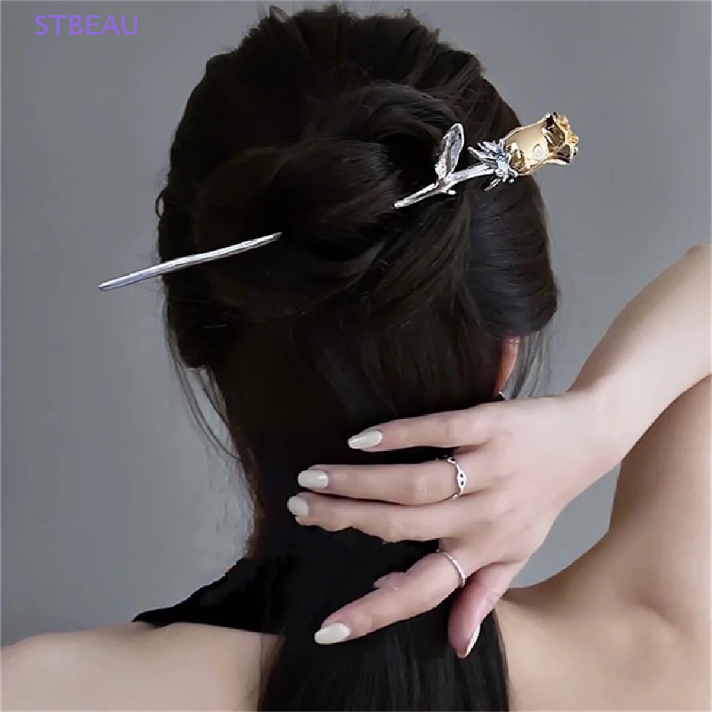 Trâm Cài Tóc Kim Loại Hình Hoa Hồng Phong Cách Trung Hoa Cổ Điển Cho Nữ