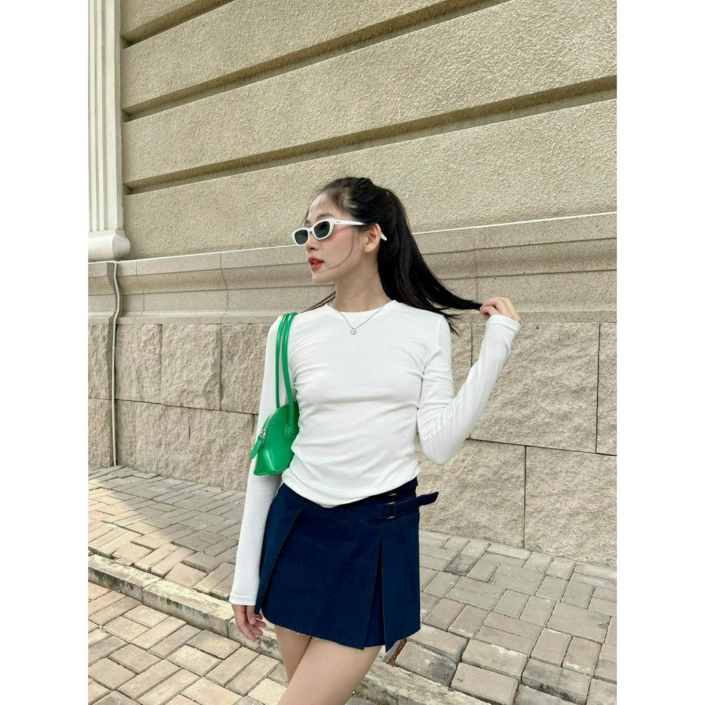 Chân váy ngắn xếp li có thắt lưng kiểu SLIT SKIRT