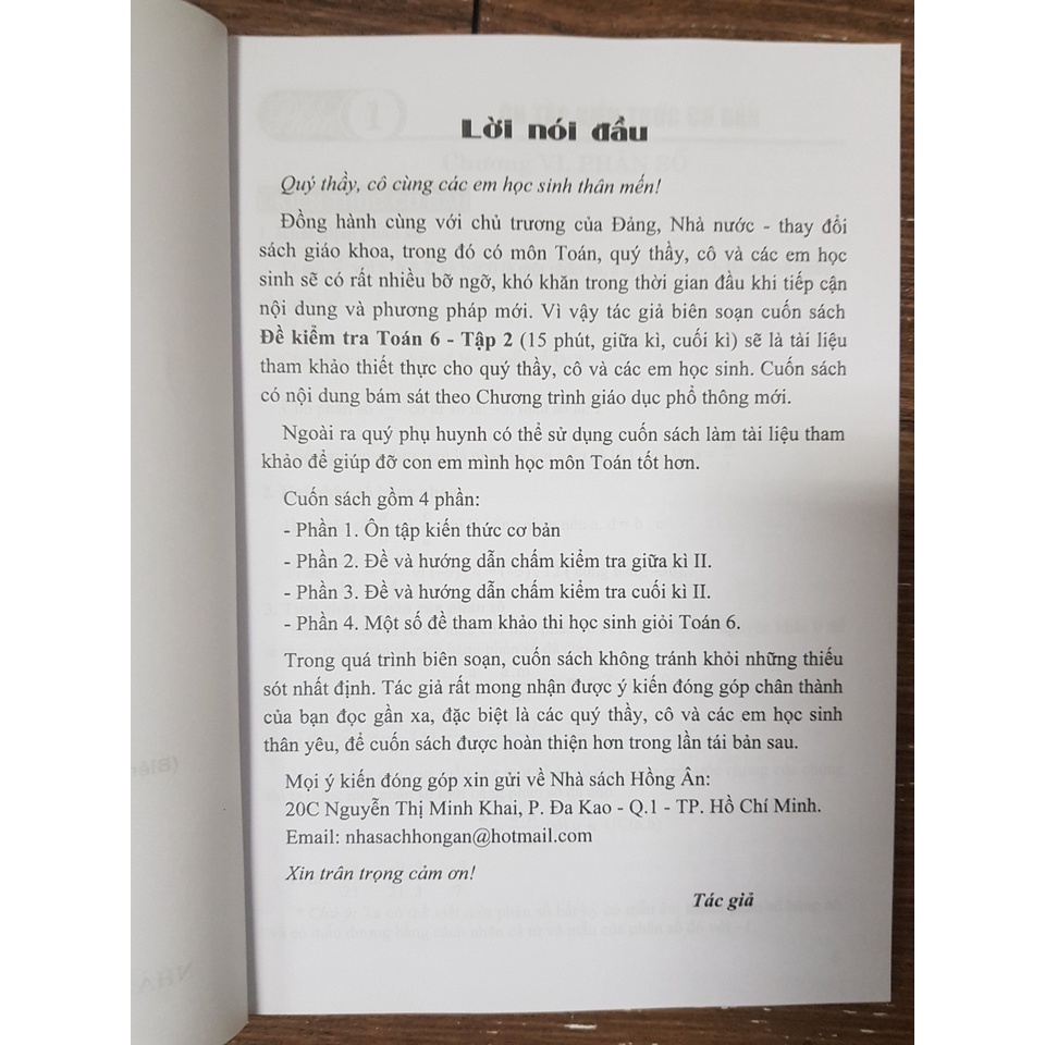 Sách - Đề kiểm tra toán 6 chương trình mới - Trịnh Văn Bằng