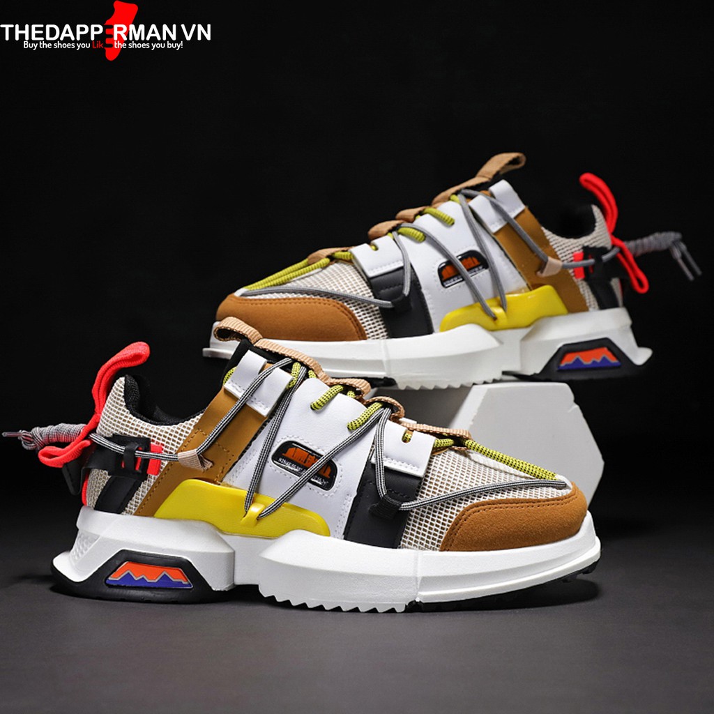 Giày Thể Thao Nam Sneaker Thedapperman XK008 Màu Vàng Trắng Độn Đế 5cm