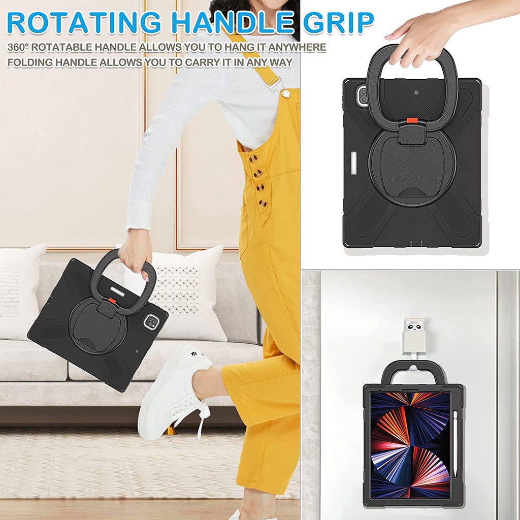 Ốp Lưng Chống Sốc 360 Độ Cho iPad Pro 12.9 2021° Bao Da Kiêm Giá Đỡ Cho iPad Pro 12.9 2020 2018