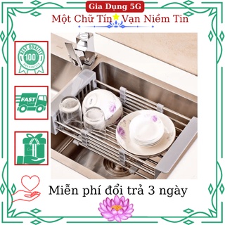 Giá inox co giãn để chậu rửa bát - Rổ inox rút gọn đựng đồ đa năng...