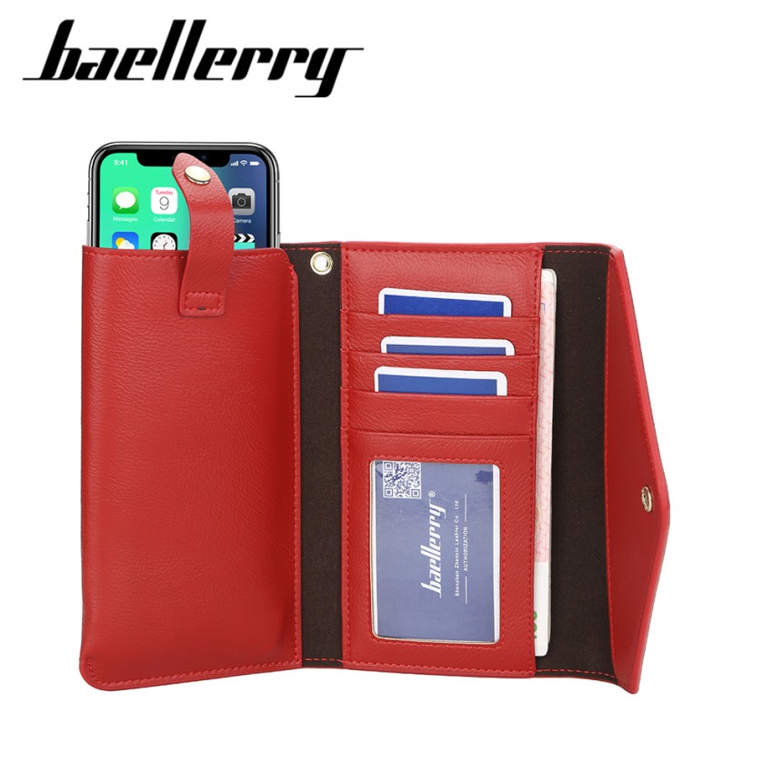 [FREESHIP, HỎA TỐC] bóp ví nữ cầm tay hàng hiệu Baellerry nhiều ngăn dáng bao thư có ngăn chứa điện thoại - N8616