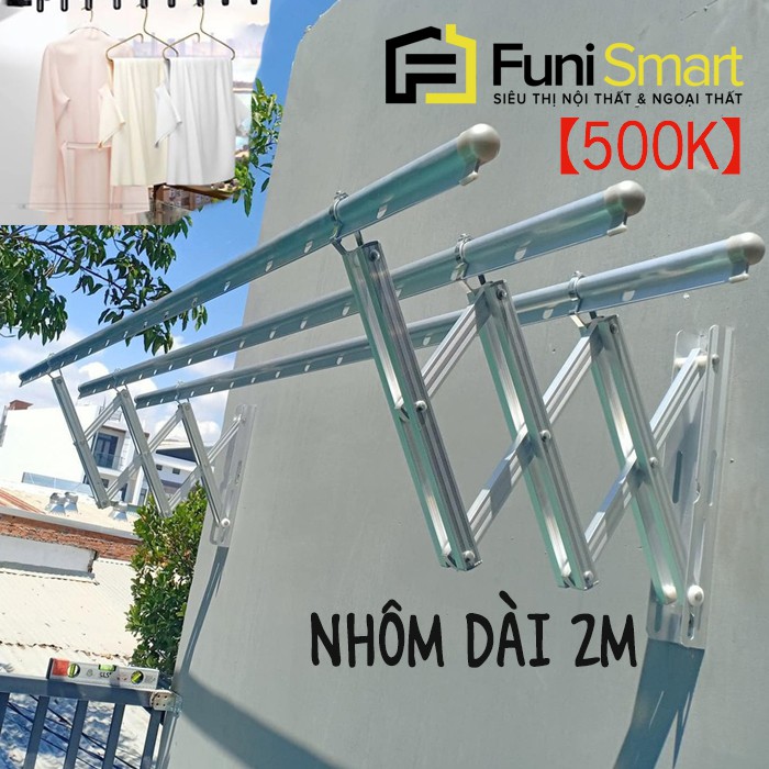 Giàn phơi thông minh gắn tường xếp ngang gọn nhôm FNGP07 giá rẻ