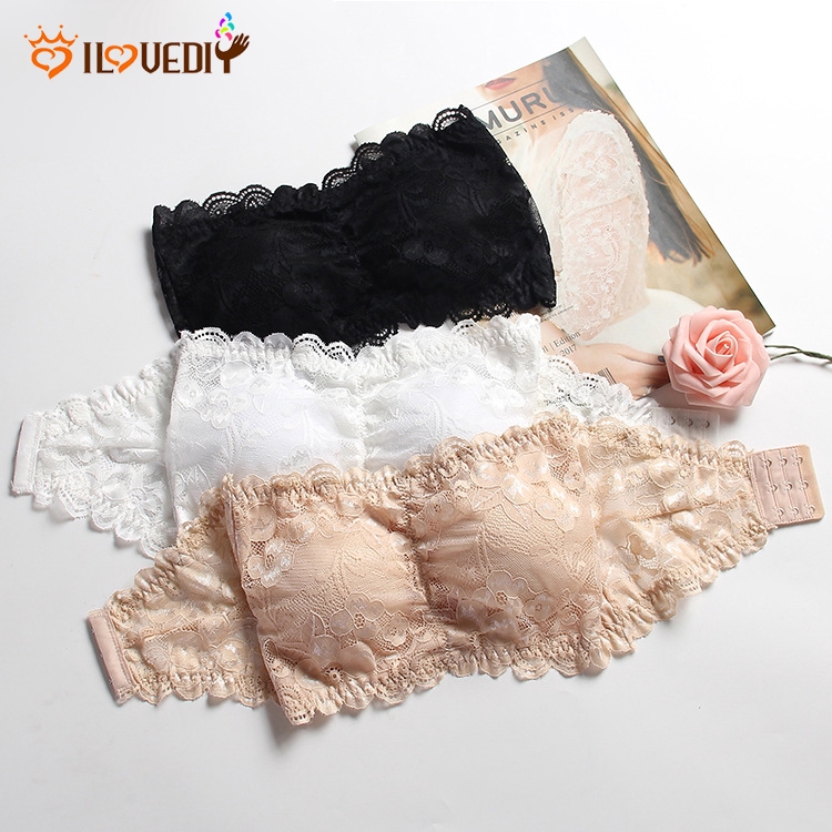 Áo lót ren hoa có đệm nâng ngực thiết kế đeo không dây với 4 móc cho nữ