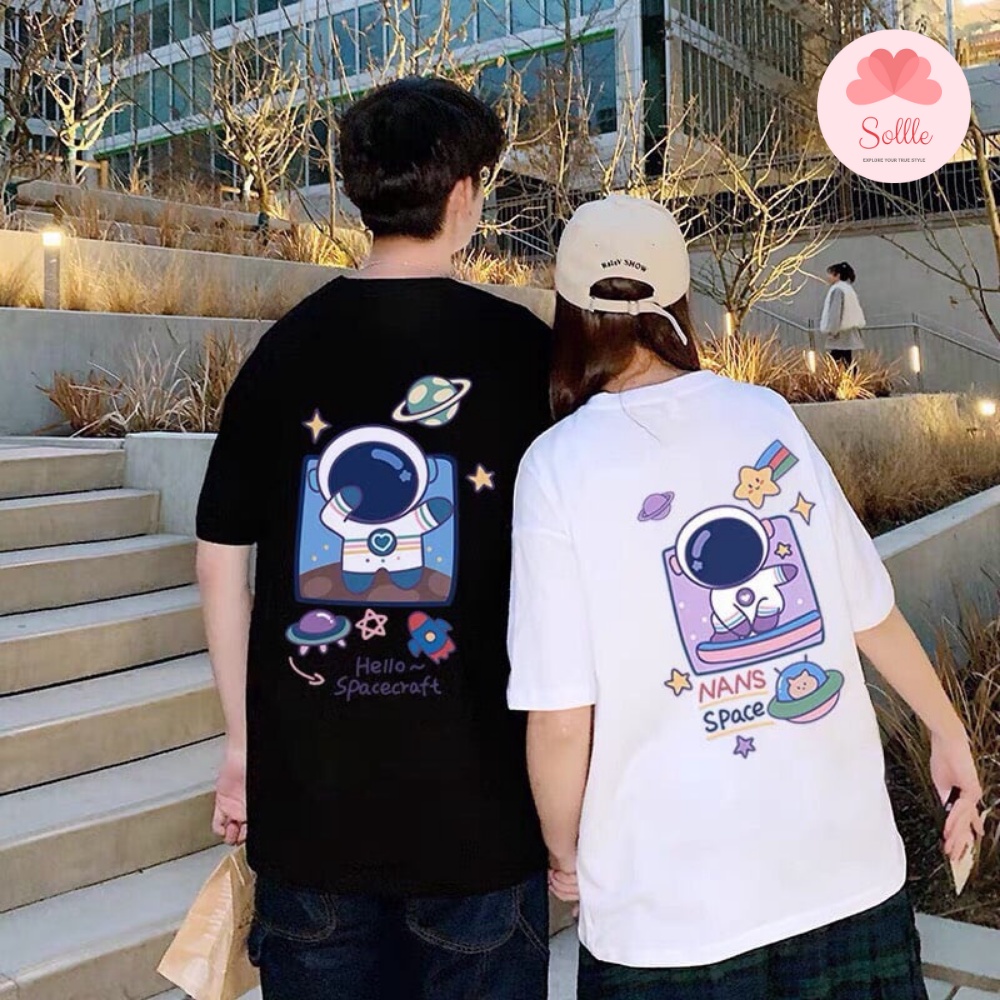 Áo thun unisex SPACE basic TEE phom rộng tay lỡ dành cho nam nữ oversize cotton Sollle