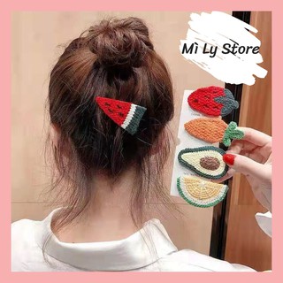 Kẹp tóc trái cây Hàn Quốc style - chất liệu len đan