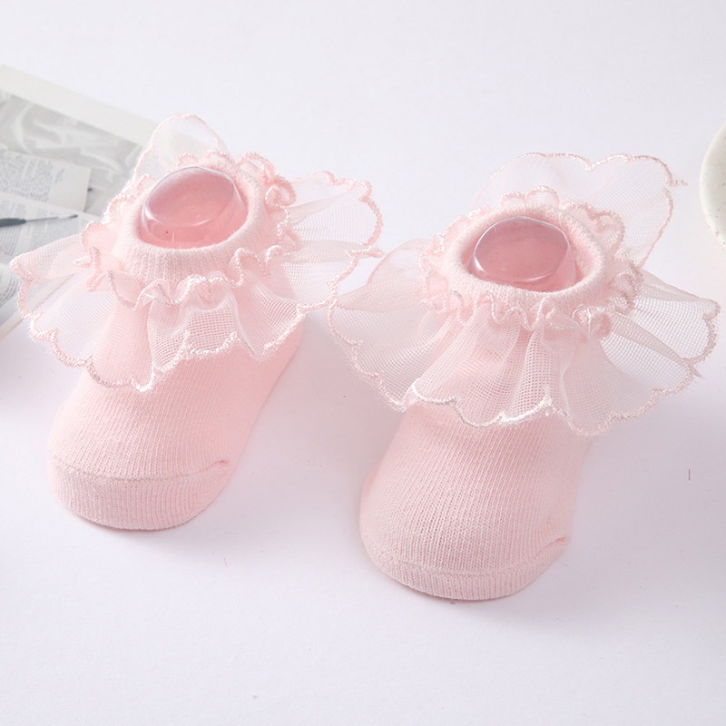 Vớ Cotton Mềm Mại Phối Ren Thoáng Khí Dành Cho Bé Gái
