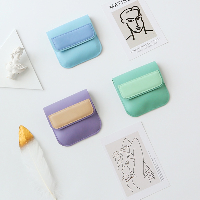 Ví Mini Cầm Tay Bằng Da Pu Có Khóa Cài Dùng Đựng Tai Nghe / Tiền Xu Cho Nữ