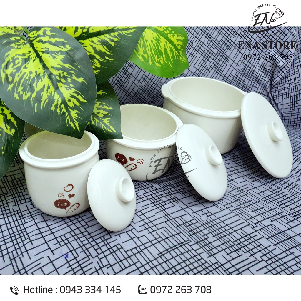 Thố nắp sứ nồi nấu cháo bear 0.8l, 1.6l và 0.5l
