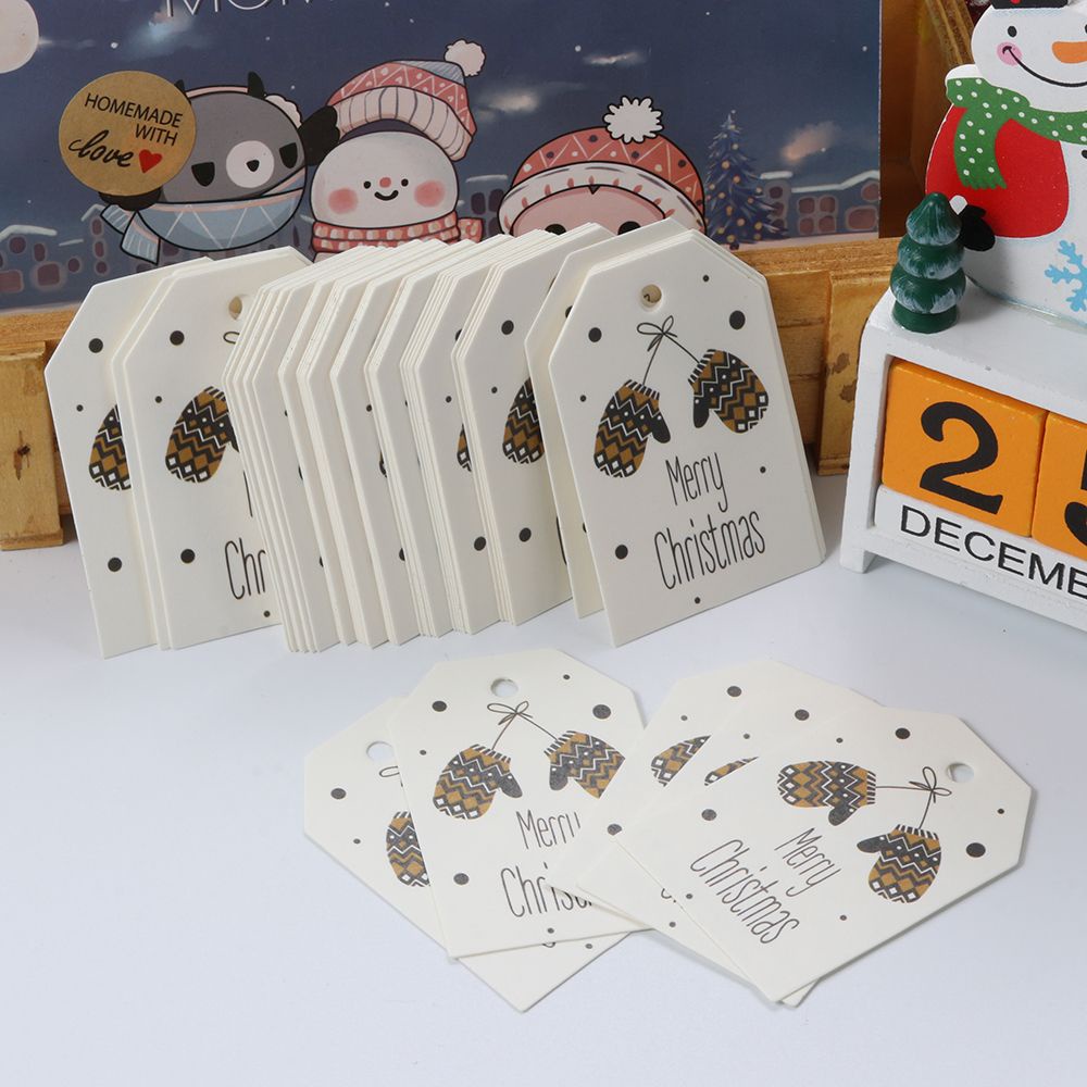 Set 50 thẻ tag giấy thủ công treo gói quà DIY phong cách chúc mừng Giáng Sinh dành cho tiệc tùng