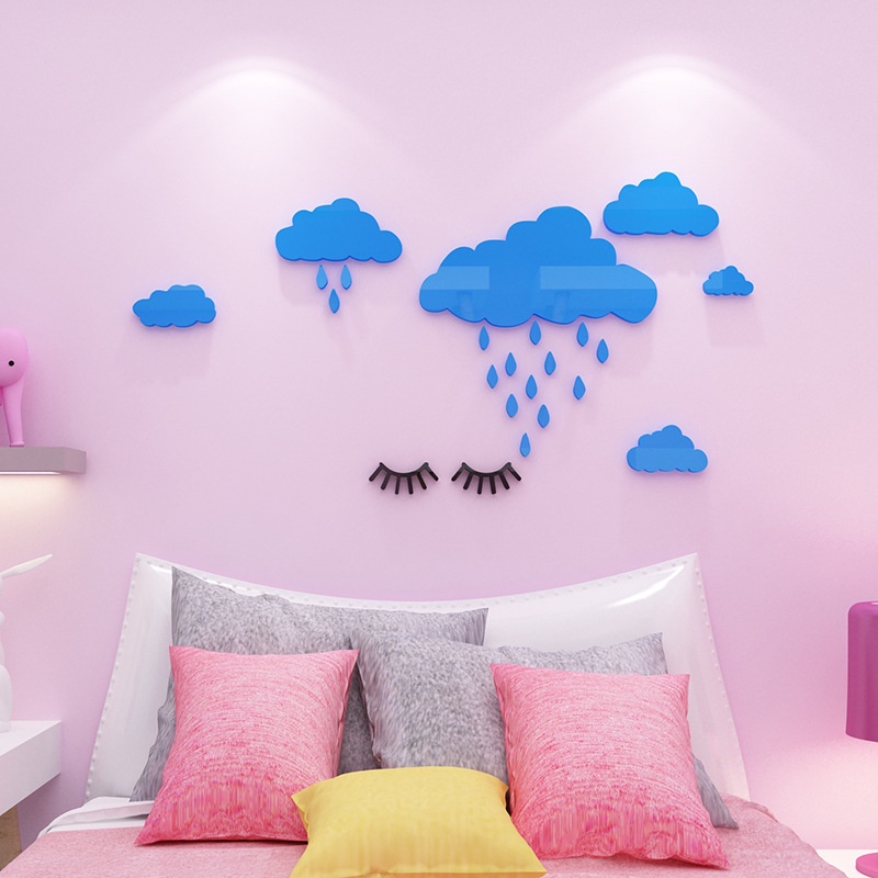 Tranh dán tường mica 3d decor khổ lớn dán tường đám mây dễ thương Nhiều Size - EPeBen