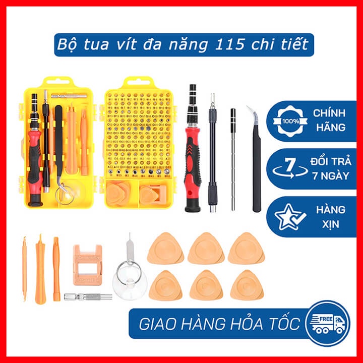 Bộ tua vít từ tính đa năng 115 chi tiết trong sửa chữa điện thoại, laptop, máy tính, đồng hồ, thiết bị điện tử