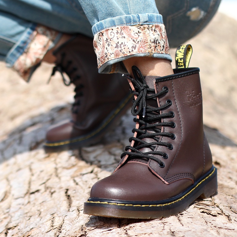 [Size 34~48] Dr. Giày Bốt Martin Cổ Cao Bằng Da Thật Chống Thấm Nước Martens 1460 Thời Trang Cho Nam Và Nữ