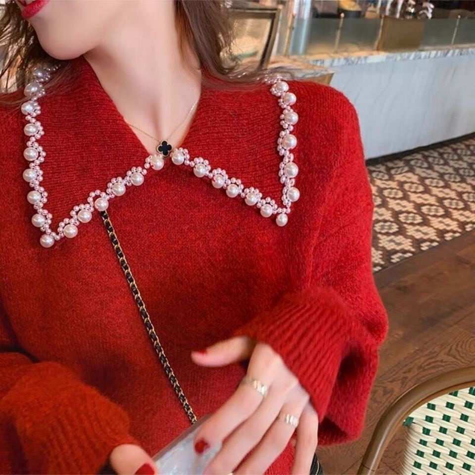 Áo Khoác Sweater Dệt Kim Cổ Búp Bê Phong Cách Hàn Quốc Thời Trang Xuân Thu Mới Cho Nam Và Nữ