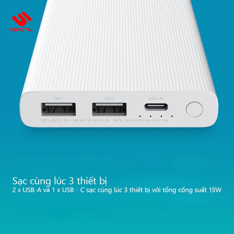 Sạc dự phòng ZMI 10000mAh, Hỗ trợ sạc nhanh PD 18W và QC 3.0 Model JD810