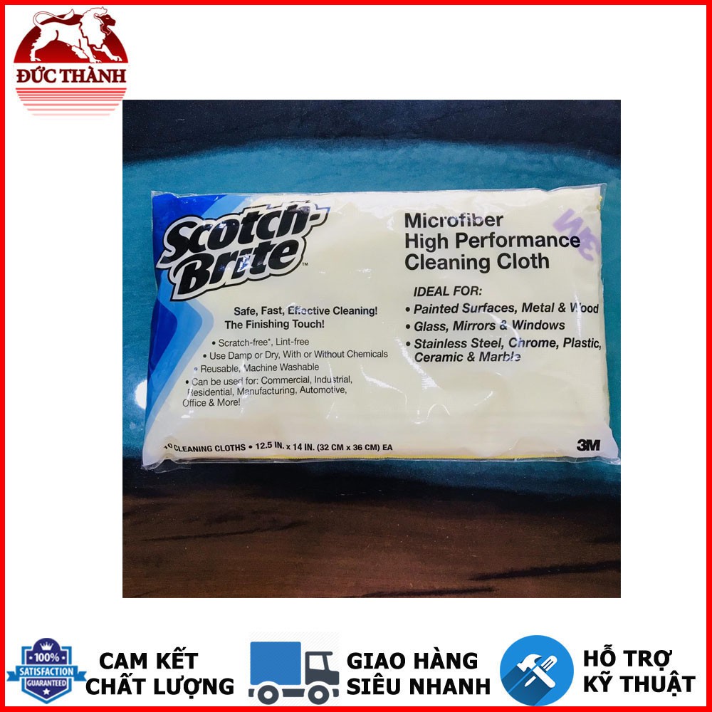 BỘ 10 KHĂN MICROFIBER HIGH PERFORMANCE MỀM VÀ AN TOÀN CHO BỀ MẶT 3M SCOTCH BRITE 32CM X 36CM