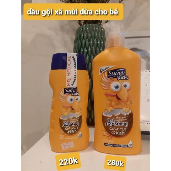 DẦU GỘI XÃ BÉ MÙI DỪA Suave Kids 2-in-1 Shampoo Smoothers,  Coconut splash 532ml TỪ MỸ