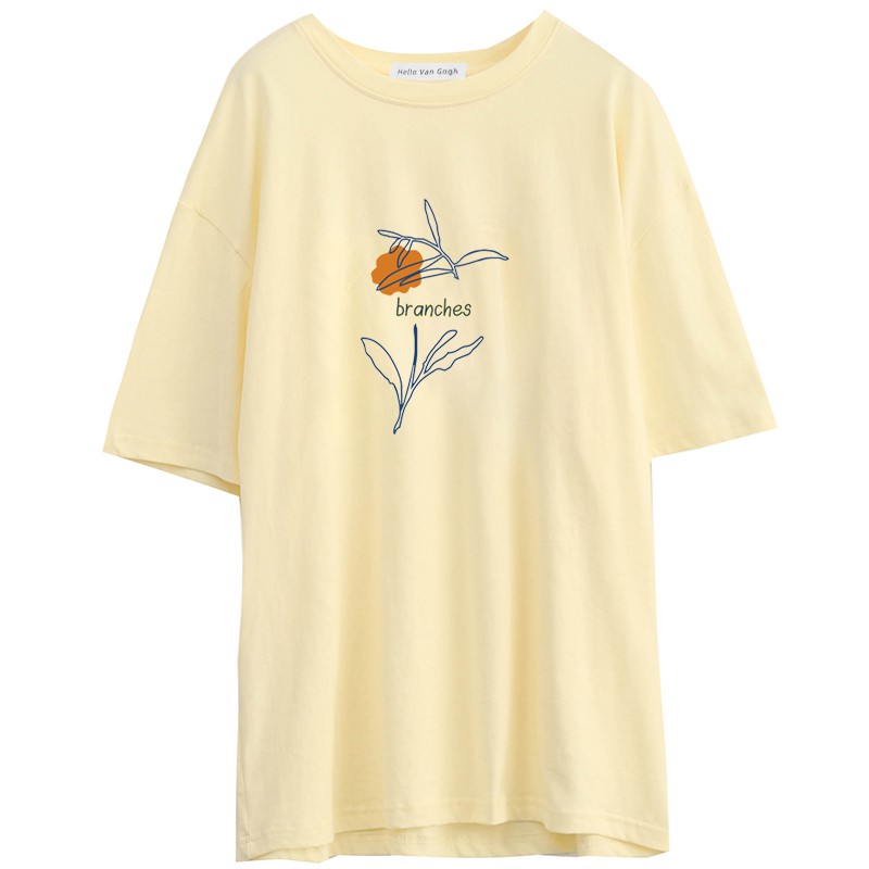 Hello Van Gogh Áo Thun Cotton Họa Tiết Vẽ Tay Đơn Giản Chất Lượng