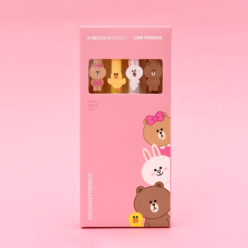 LINE FRIENDS Set 4 Bút Bi Mực Đen Ngòi 0.5MM Thiết Kế Dễ Thương