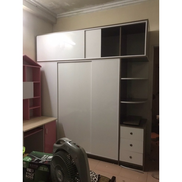 Tủ quần áo nhựa cánh lùa màu vân gỗ óc chó không cong vênh ẩm mốc 245 x 165 x 51 cm - Tủ Nhựa Hoa Sen