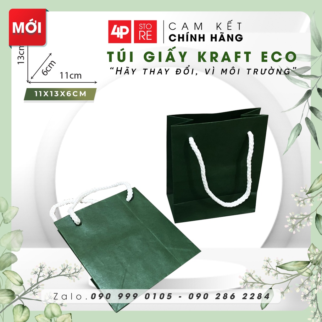 10 Túi 11x13x6cm Kraft Xịn màu Xanh Lá Đậm [ Q7 ]
