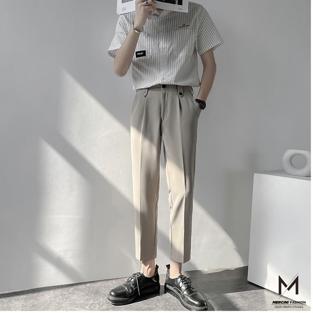 Quần BAGGY nam MERCINI quần tây âu vải Hàn cao cấp ống côn không nhăn không xù xu hướng thời trang Hàn Quốc